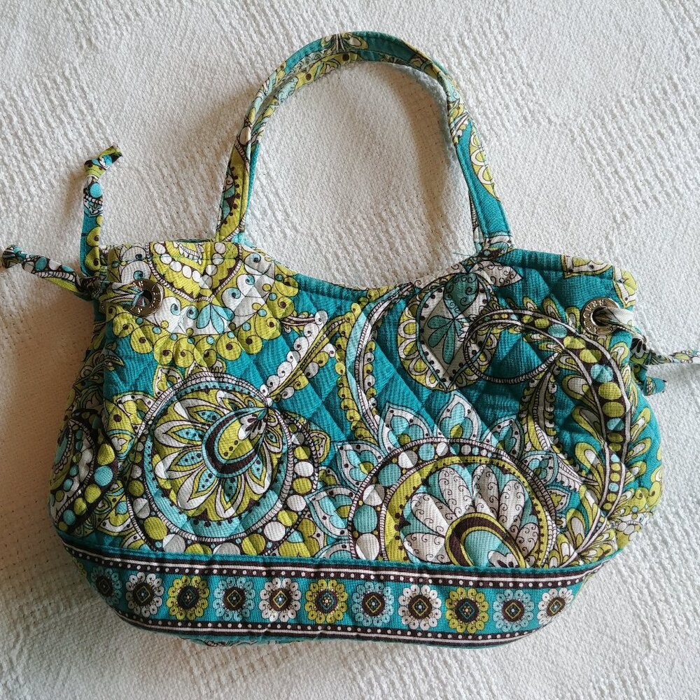 Vera Bradley Sherry Tote In Peacock Paisley Women's Medium Handbag Purse Blue